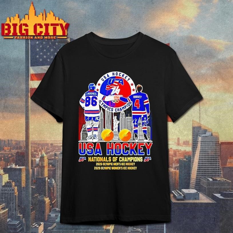 J Hughes Fist Bump Harvey Usa Hockey Nationals Of - Adult & Kids T-Shirts, Sweatshirts & Hoodies apparel design preview 1