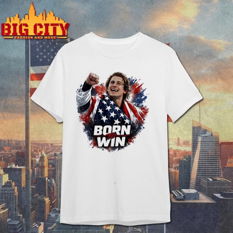 Jack Hughes Team USA Hockey born to win - Adult & Kids T-Shirts, Sweatshirts & Hoodies apparel design preview 1