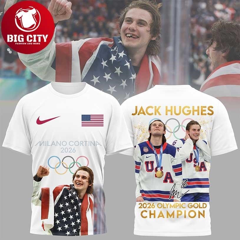 Jack Hughes Team Usa 2026 Olympic Gold Medalist - Adult & Kids T-Shirts, Sweatshirts & Hoodies apparel design preview 1