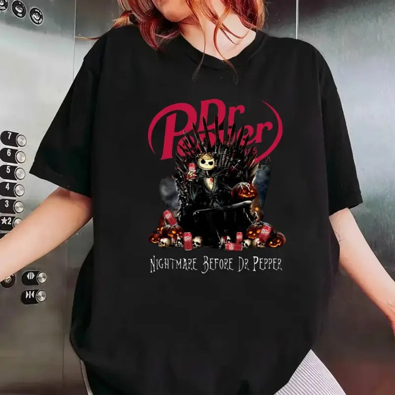 Jack Skellington Nightmare Before Dr Pepper Halloween - Adult & Kids T-Shirts, Sweatshirts & Hoodies apparel design preview 1