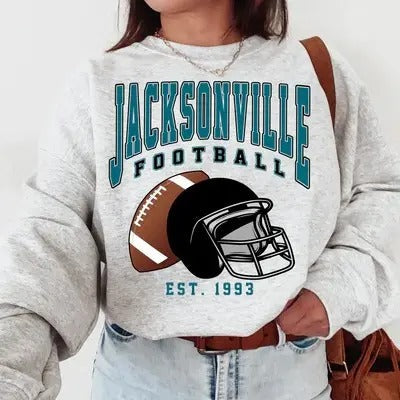 Jacksonville Football Vintage Fan Cotton Fit - Adult & Kids T-Shirts, Sweatshirts & Hoodies apparel design preview 1