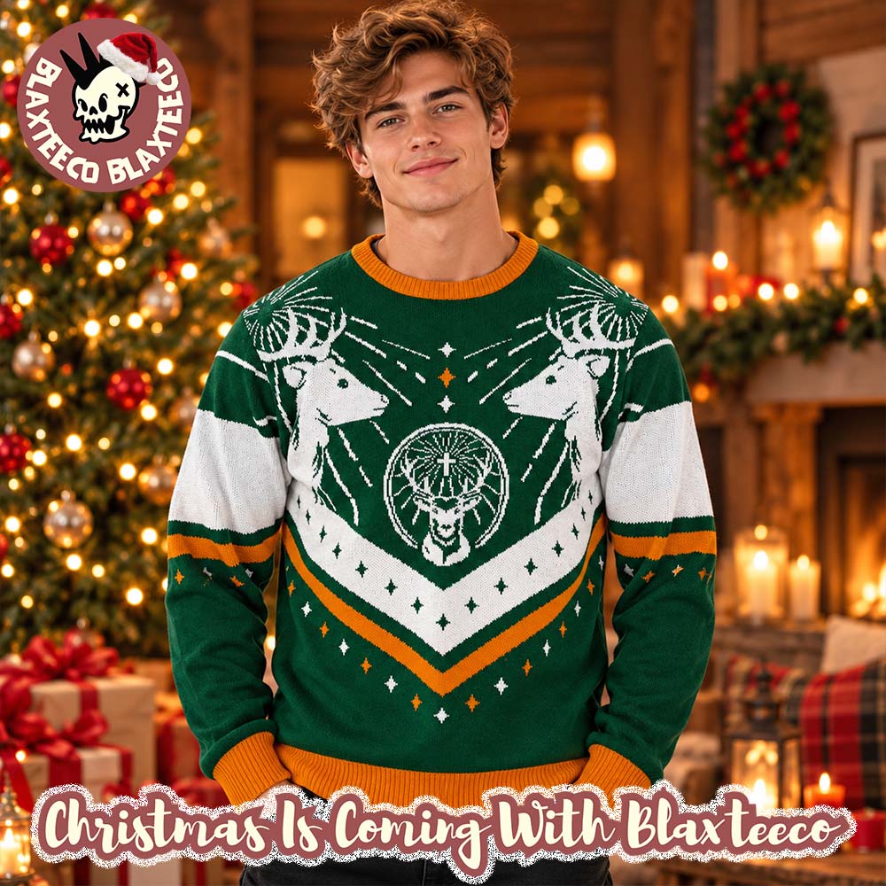 Jagermeister Logo Between The Stag Ugly Christmas Sweater - Holiday Gift product image