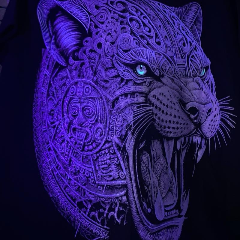 Jaguar Azteca Black Mexican Calendar Sleeve Crew Neck - Adult & Kids T-Shirts, Sweatshirts & Hoodies apparel design preview 1