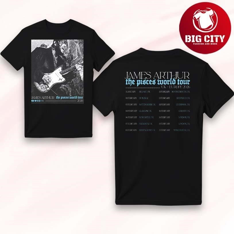 James Arthur Pisces Photo Itin 2026 Charcoal Two - Adult & Kids T-Shirts, Sweatshirts & Hoodies apparel design preview 1