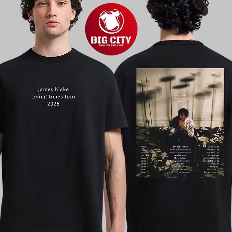 James Blake Trying Times Tour 2026 North America - Adult & Kids T-Shirts, Sweatshirts & Hoodies apparel design preview 1