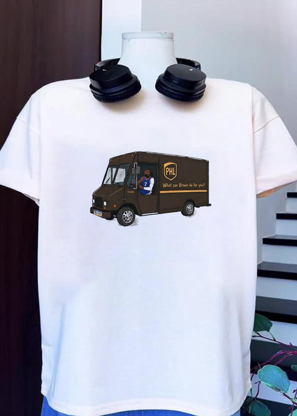 James Harden Driving PHL UPS Truck What Can Brown Do - Adult & Kids T-Shirts, Sweatshirts & Hoodies apparel design preview 1