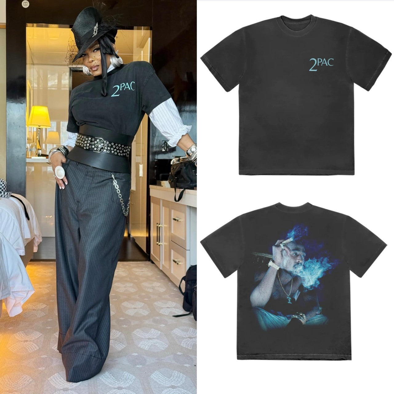 Janet Jackson Thug Life Smoking 2Pac - Adult & Kids T-Shirts, Sweatshirts & Hoodies apparel design preview 1