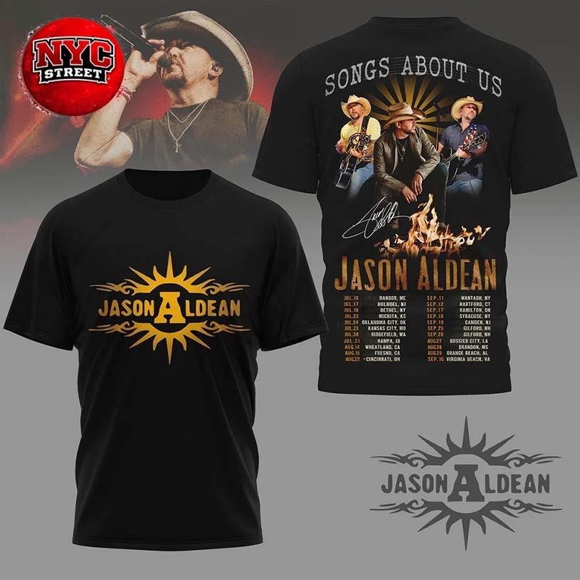 Jason Aldean Songs About Us Tour Two Sided - Adult & Kids T-Shirts, Sweatshirts & Hoodies apparel design preview 1