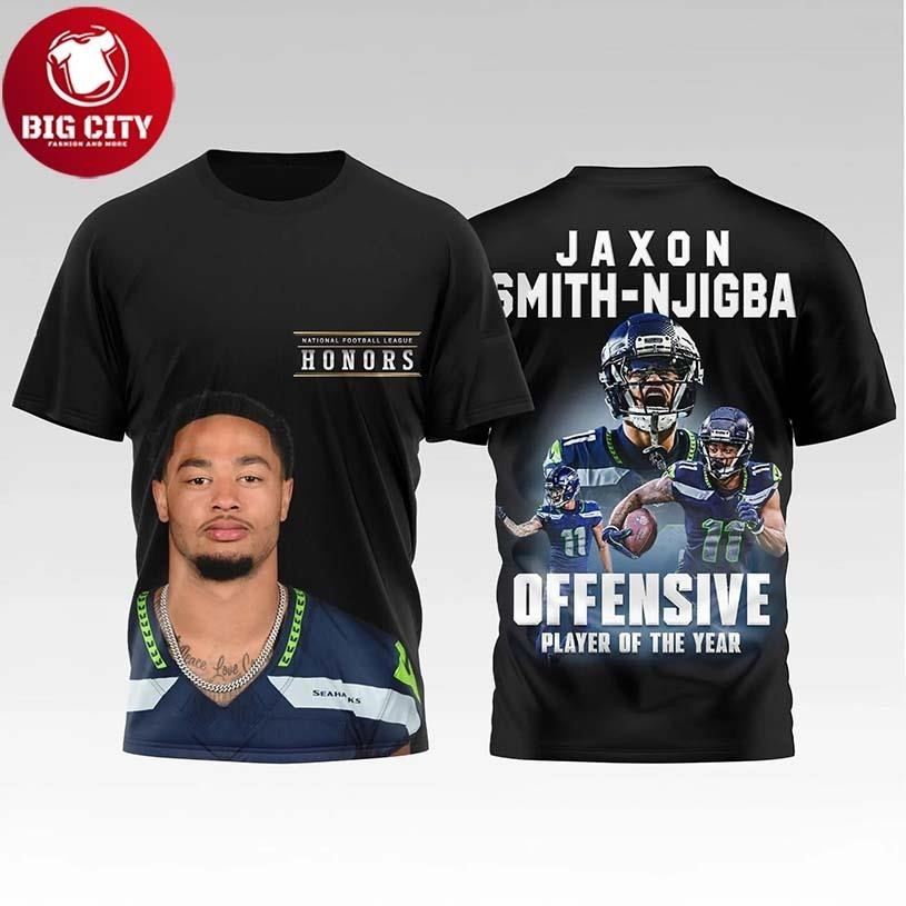 Jaxon Smith Njigba Seahawks Offensive Player Of The - Adult & Kids T-Shirts, Sweatshirts & Hoodies apparel design preview 1