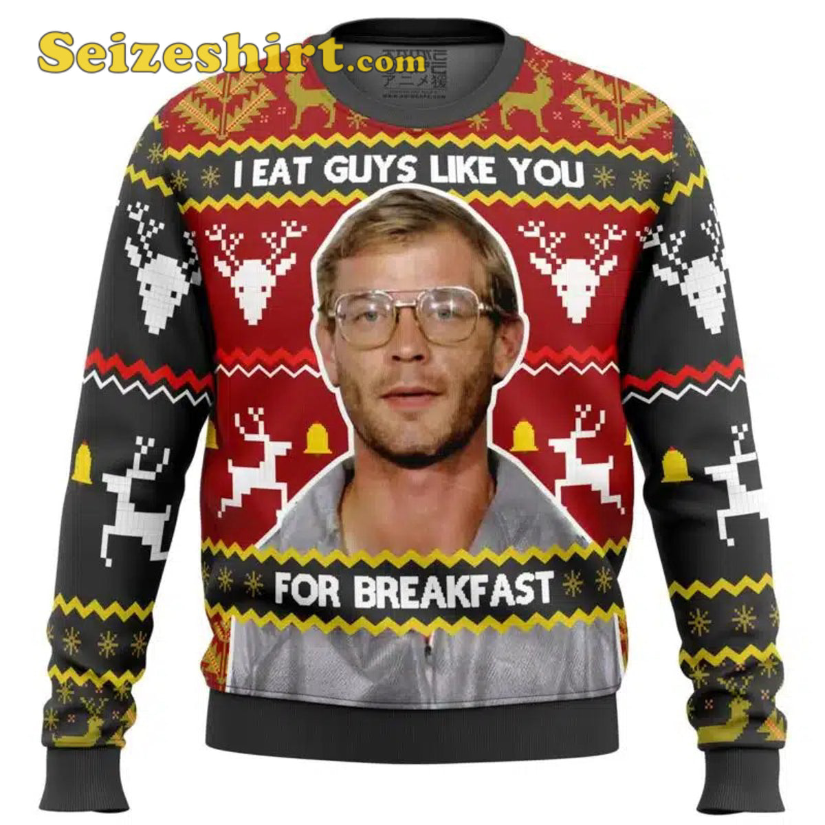 Jeffrey Dahmer Ugly V Neck Ugly Christmas Sweater - Gift Idea product image