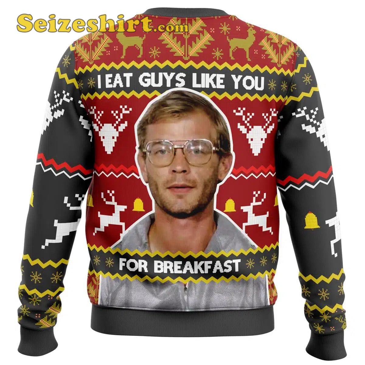 Jeffrey Dahmer Ugly V Neck Ugly Christmas Sweater - Gift Idea product image 2