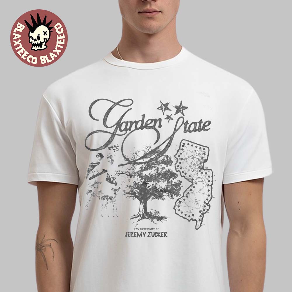Jeremy Zucker Garden State White Map - Adult & Kids T-Shirts, Sweatshirts & Hoodies apparel design preview 1