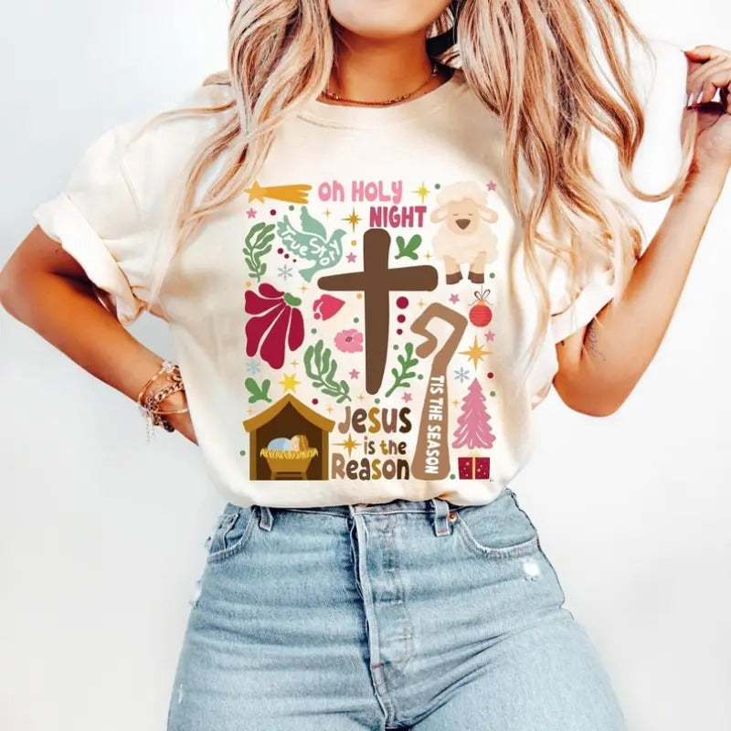Jesus True Story Oh Holy Night Christian Tis Season - Adult & Kids T-Shirts, Sweatshirts & Hoodies apparel design preview 1