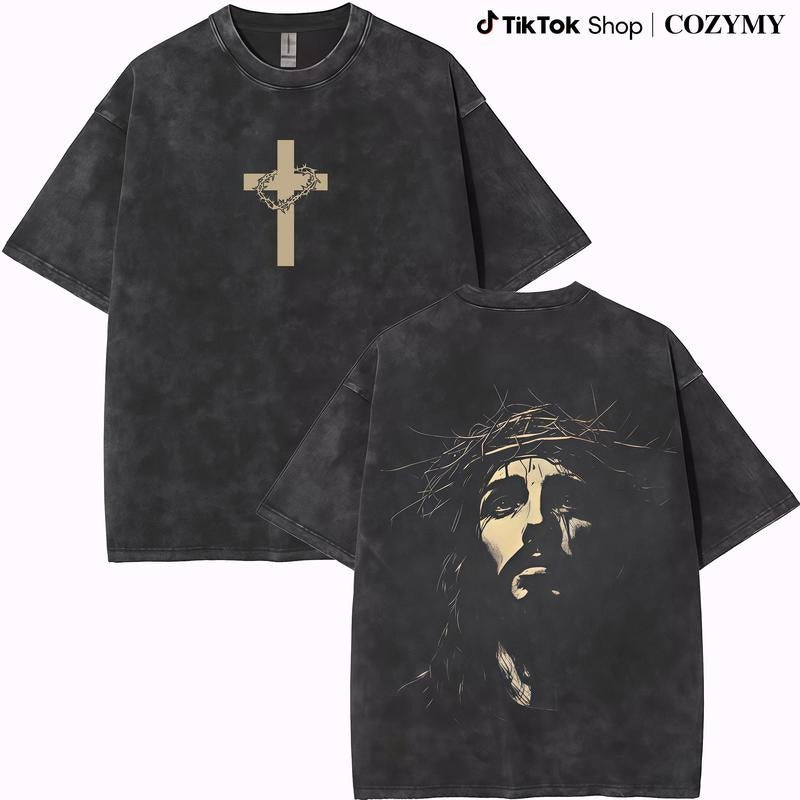 Jesus Crown Thorns Washed God Christian Comfort - Adult & Kids T-Shirts, Sweatshirts & Hoodies apparel design preview 1