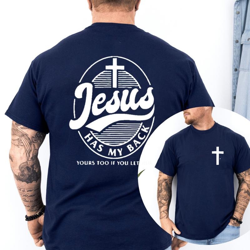 Jesus Has My Back Christian Pure Cotton Fabric Casual - Adult & Kids T-Shirts, Sweatshirts & Hoodies apparel design preview 1