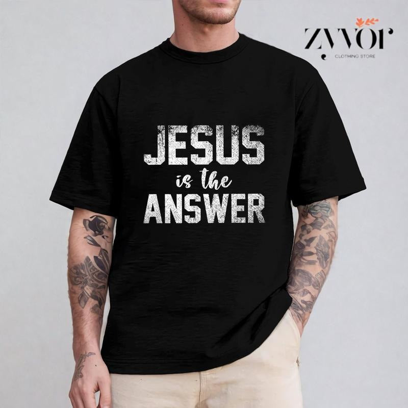 Jesus Is Answer Casual Crew Neck Short Sleeve Tops - Adult & Kids T-Shirts, Sweatshirts & Hoodies apparel design preview 1