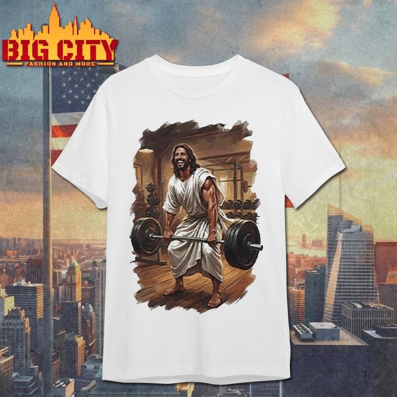 Jesus Lifting Weights - Adult & Kids T-Shirts, Sweatshirts & Hoodies apparel design preview 1