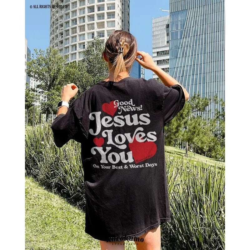 Jesus Loves You Christian Mental Health Preppy Faith - Adult & Kids T-Shirts, Sweatshirts & Hoodies apparel design preview 1
