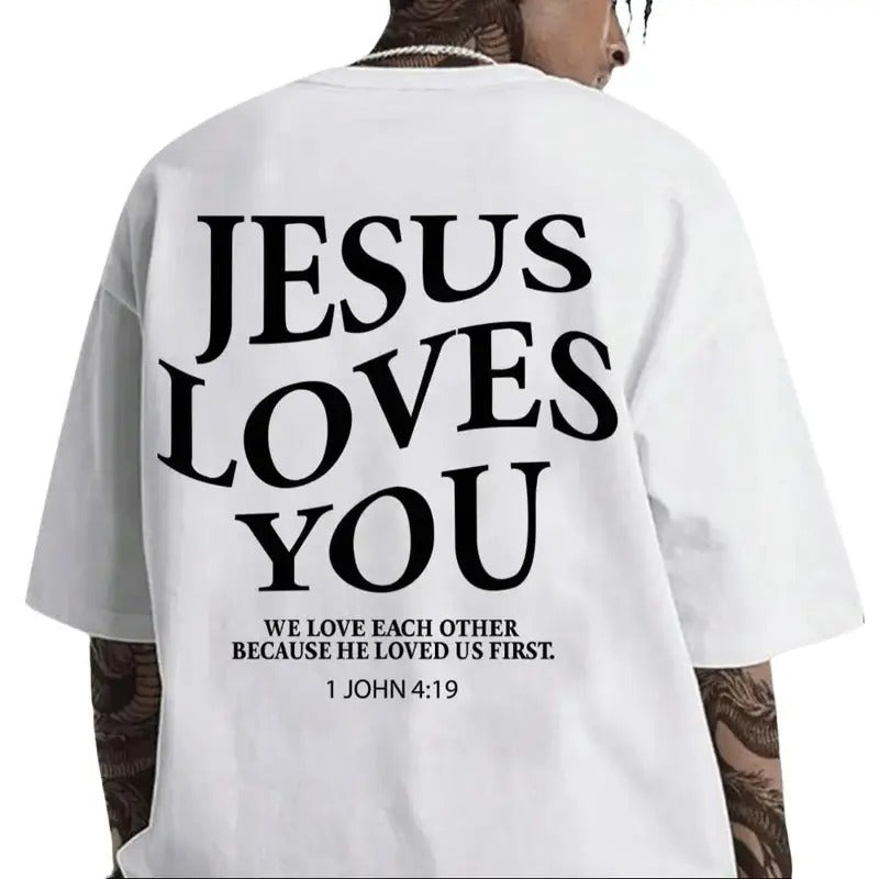 Jesus Loves You We Love Each Other 1 John 4:19 Back - Adult & Kids T-Shirts, Sweatshirts & Hoodies apparel design preview 1