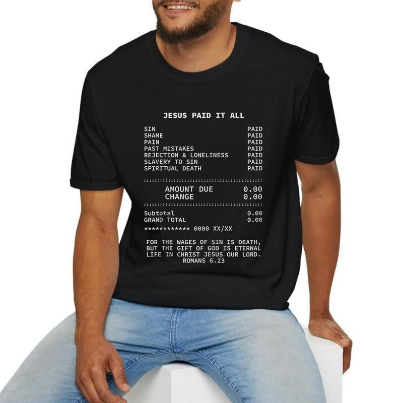 Jesus Paid All Christian Casual Crew Neck Short - Adult & Kids T-Shirts, Sweatshirts & Hoodies apparel design preview 1