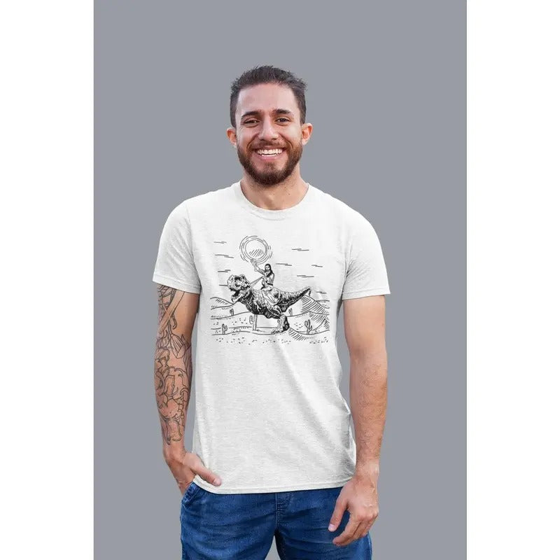 Jesus Riding Dinosaur Funny Offensive Cool Novelty - Adult & Kids T-Shirts, Sweatshirts & Hoodies apparel design preview 1