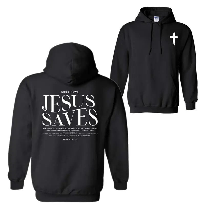 Jesus Saves John 3:16 17 Front Back Print Christian 2 - Adult & Kids T-Shirts, Sweatshirts & Hoodies apparel design preview 1