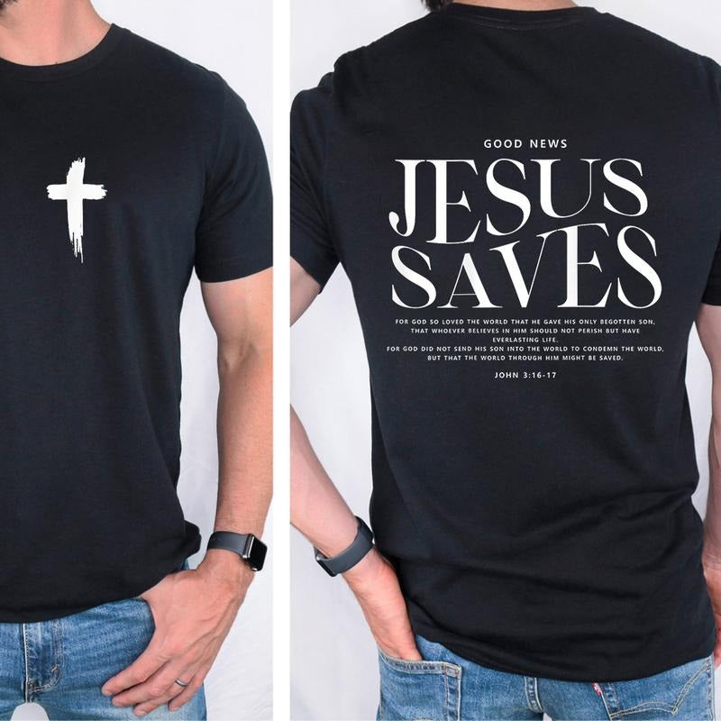 Jesus Saves Pure Cotton Casual Street Crew Neck Short - Adult & Kids T-Shirts, Sweatshirts & Hoodies apparel design preview 1