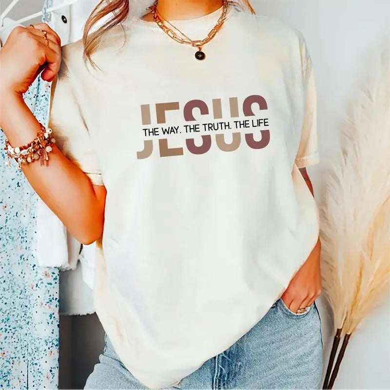 Jesus Way Truth Life Christian Cotton Fabric Casual - Adult & Kids T-Shirts, Sweatshirts & Hoodies apparel design preview 1