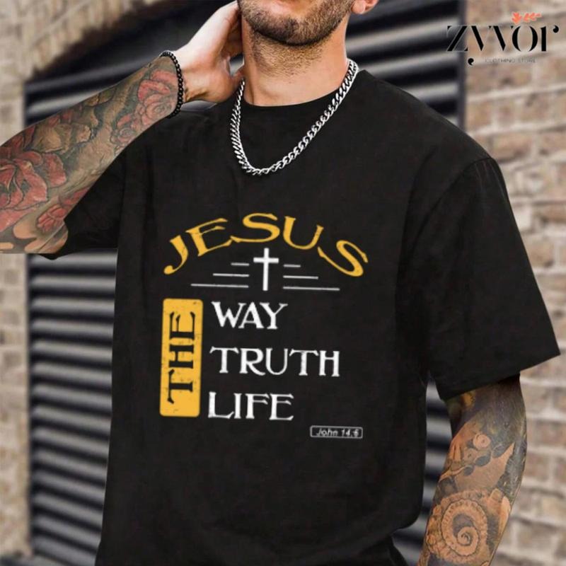 Jesus Way Truth Life Christian Casual Crew Neck Short - Adult & Kids T-Shirts, Sweatshirts & Hoodies apparel design preview 1