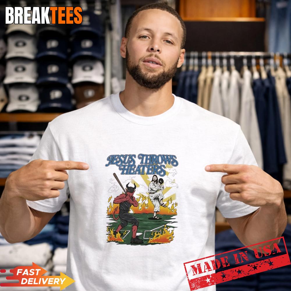 Jesus Throws Heaters Beat Satan Devil - Adult & Kids T-Shirts, Sweatshirts & Hoodies apparel design preview 1