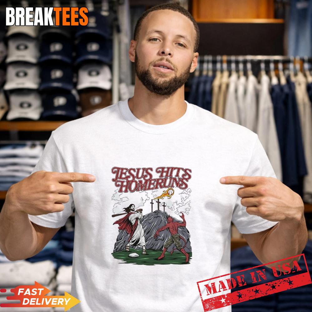 Jesus and Devil hits Homeruns - Adult & Kids T-Shirts, Sweatshirts & Hoodies apparel design preview 1