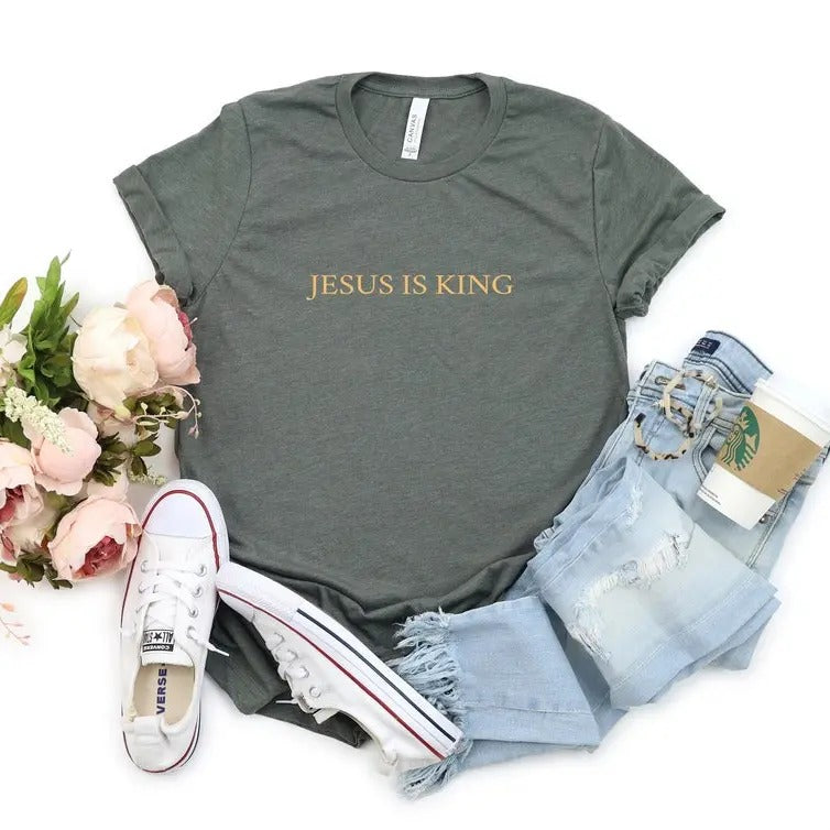 Jesus Is King Christian Coming Faith Comfort Colors - Adult & Kids T-Shirts, Sweatshirts & Hoodies apparel design preview 1