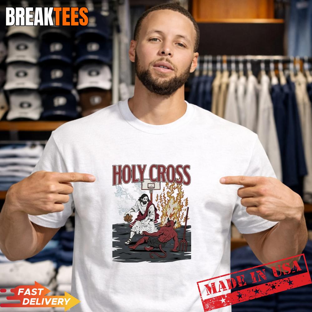 Jesus vs Devil Holy Cross Basketball - Adult & Kids T-Shirts, Sweatshirts & Hoodies apparel design preview 1