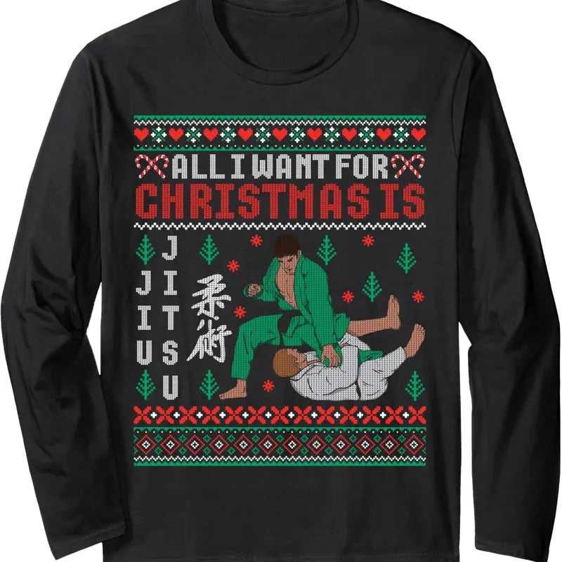 Jiu Jitsu MMA BJJ Funny Ugly Xmas - Adult & Kids T-Shirts, Sweatshirts & Hoodies apparel design preview 1