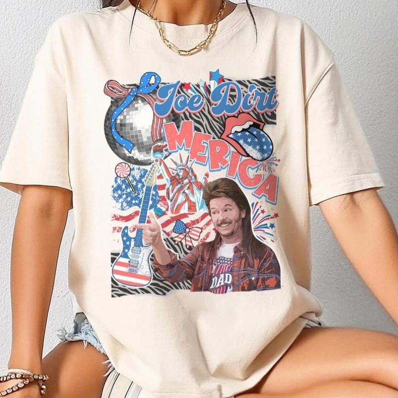 Joe Dirt Merica 4th July Western Collage Independence - Adult & Kids T-Shirts, Sweatshirts & Hoodies apparel design preview 1