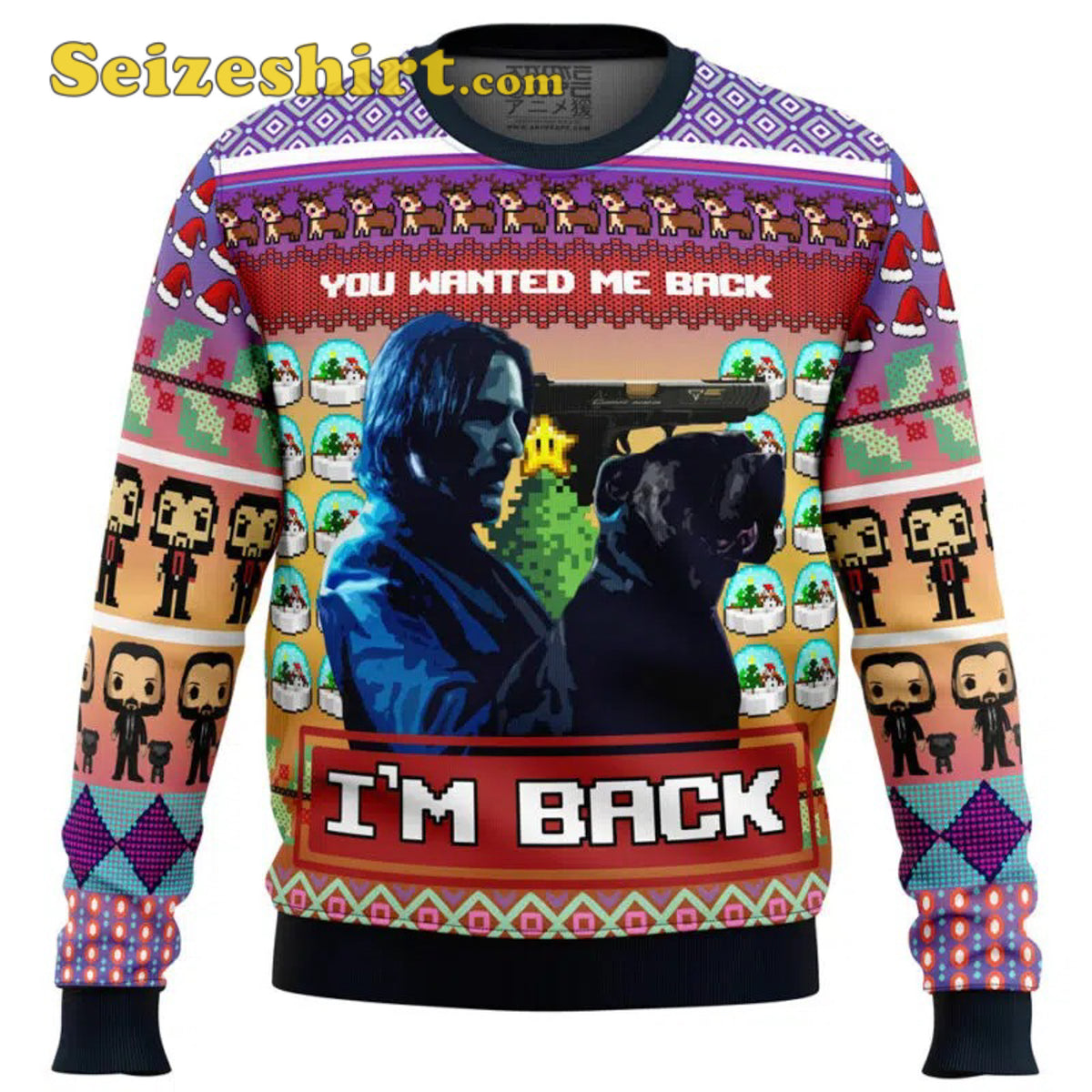 John Wick Ugly V Neck Ugly Christmas Sweater - Gift Idea product image