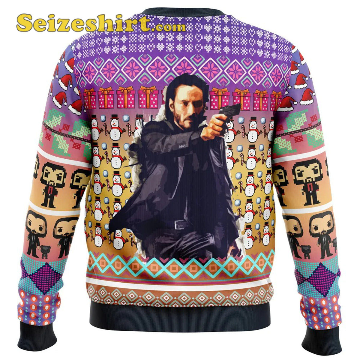 John Wick Ugly V Neck Ugly Christmas Sweater - Gift Idea product image 4