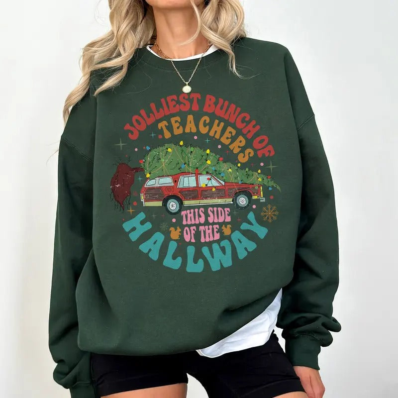 Jolliest Bunch Teachers This Side Hallway Purple Van - Adult & Kids T-Shirts, Sweatshirts & Hoodies apparel design preview 1
