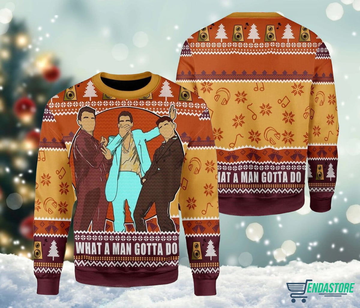 Jonas Brothers What A Man Gotta Do 3D Ugly Christmas Sweater - Gift Idea product image