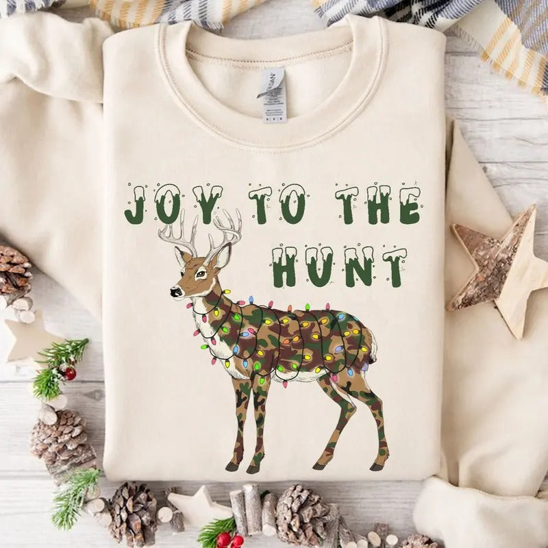 Joy Hunt Deer Hunting Wrap Lights Season - Adult & Kids T-Shirts, Sweatshirts & Hoodies apparel design preview 1