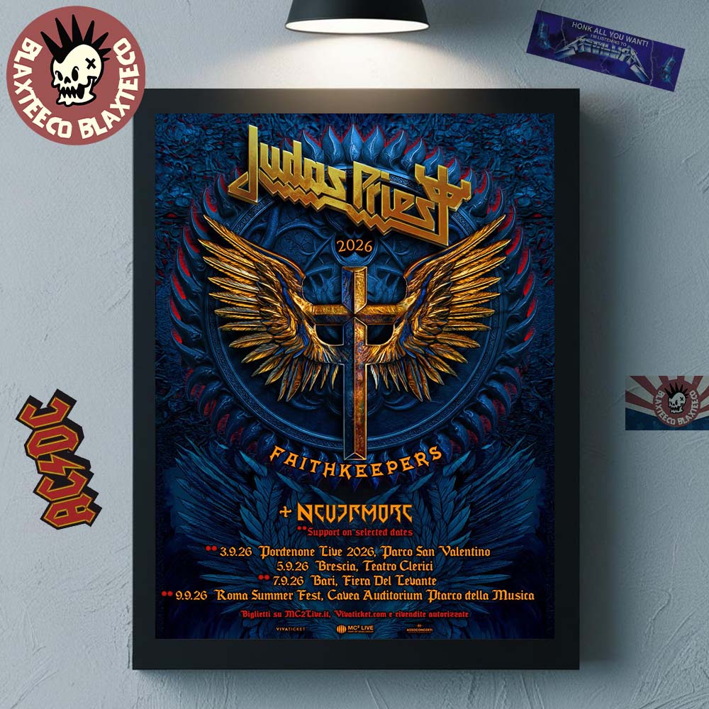 Judas Priest Faithkeepers 2026 Tour Italy Schedule - Adult & Kids T-Shirts, Sweatshirts & Hoodies apparel design preview 1