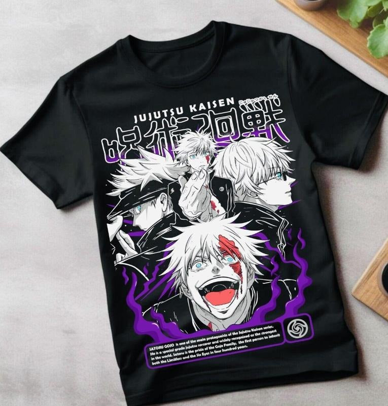 Jujutsu Kaisen Gojo Satoru Black Manga Anime Him - Adult & Kids T-Shirts, Sweatshirts & Hoodies apparel design preview 1