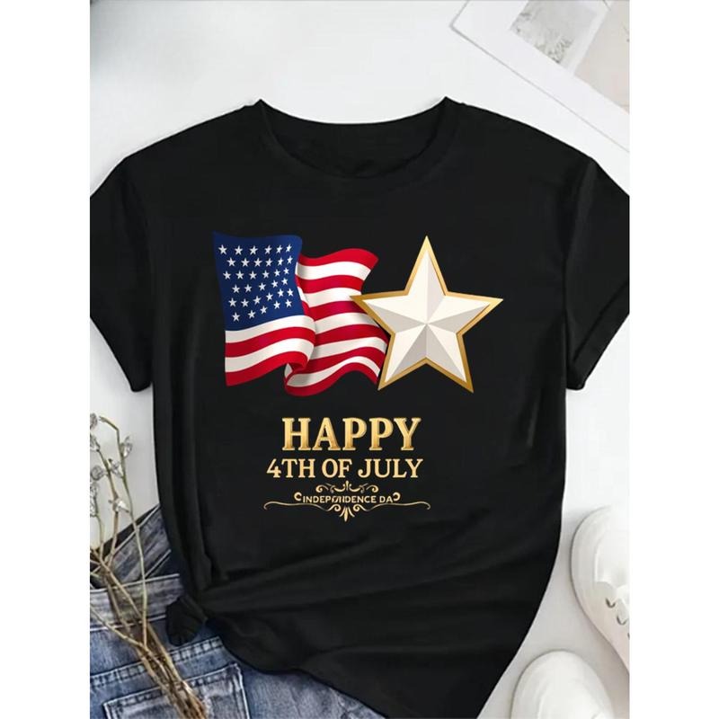 Round Neck 100% Patriotic Happy 4th July Independence - Adult & Kids T-Shirts, Sweatshirts & Hoodies apparel design preview 1