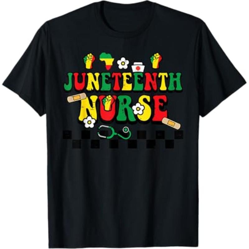Juneteenth Black Nurse Retro 1865 Groovy Scrub Top - Adult & Kids T-Shirts, Sweatshirts & Hoodies apparel design preview 1