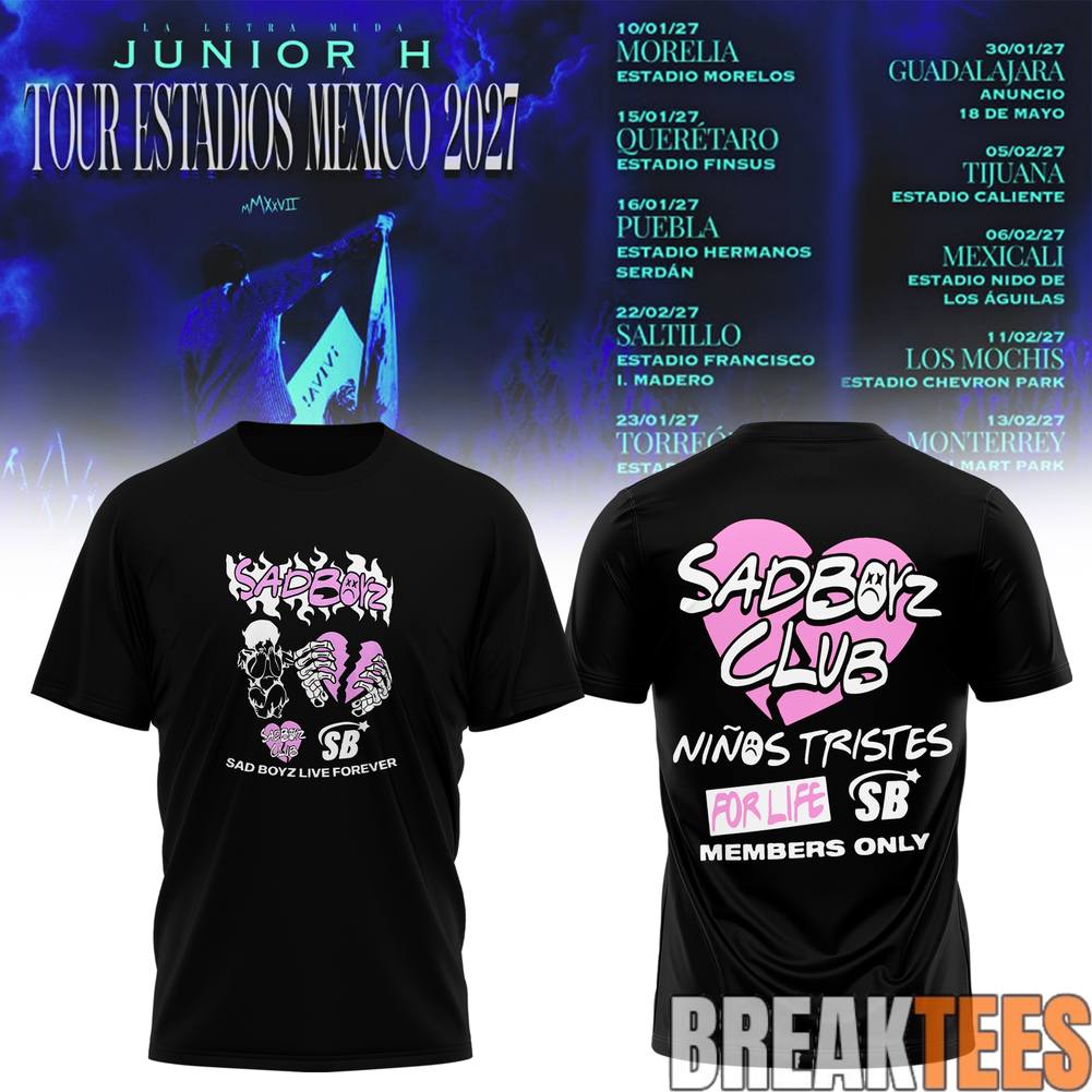 Junior H Sad Boyz Tour Estadios Mexico 2027 - Adult & Kids T-Shirts, Sweatshirts & Hoodies apparel design preview 1