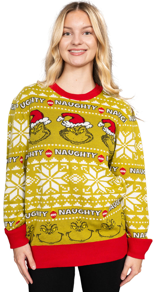 "Naughty" Grinch Ugly Christmas Sweater - Holiday Gift product image