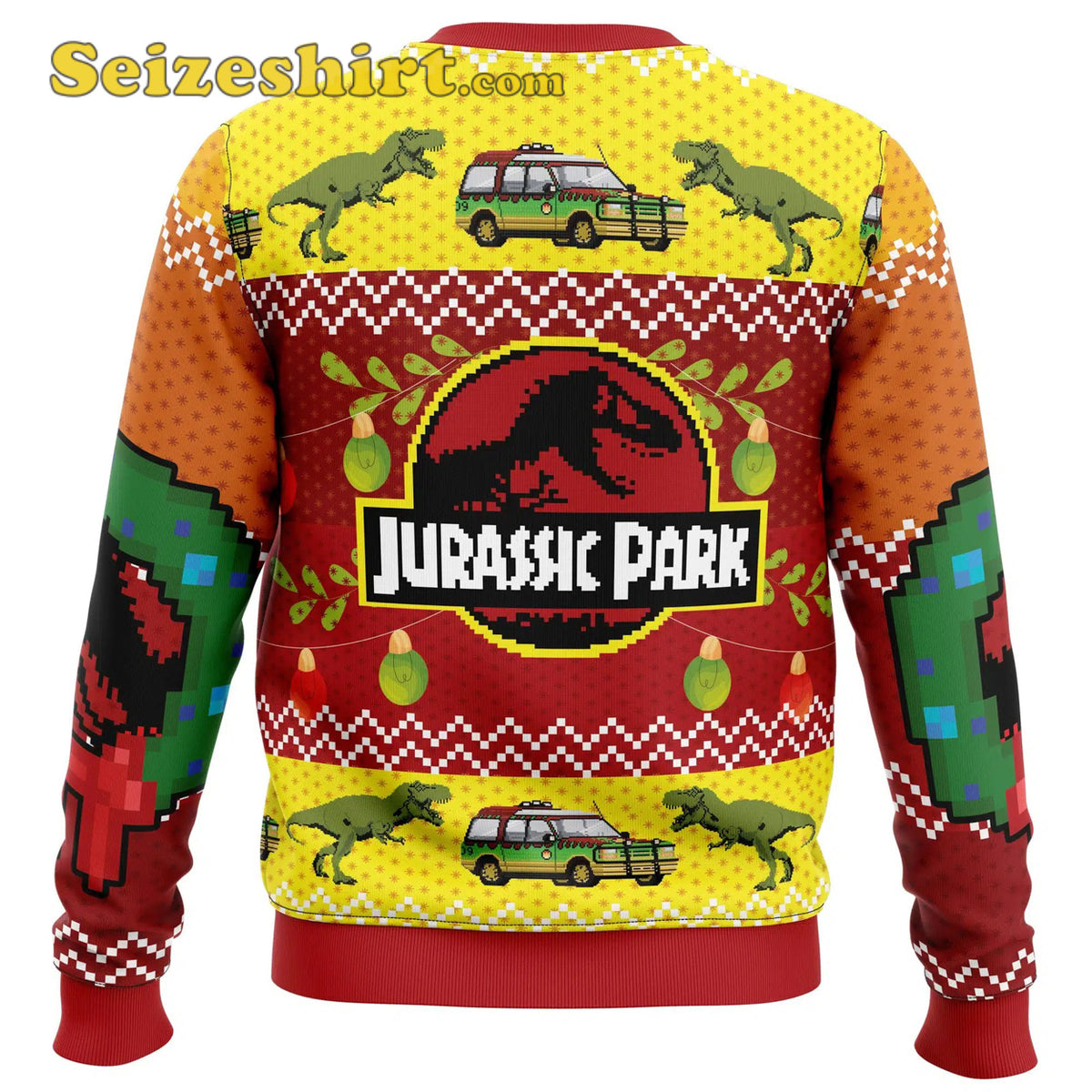Jurassic Park Ugly V Neck Ugly Christmas Sweater - Gift Idea product image 2