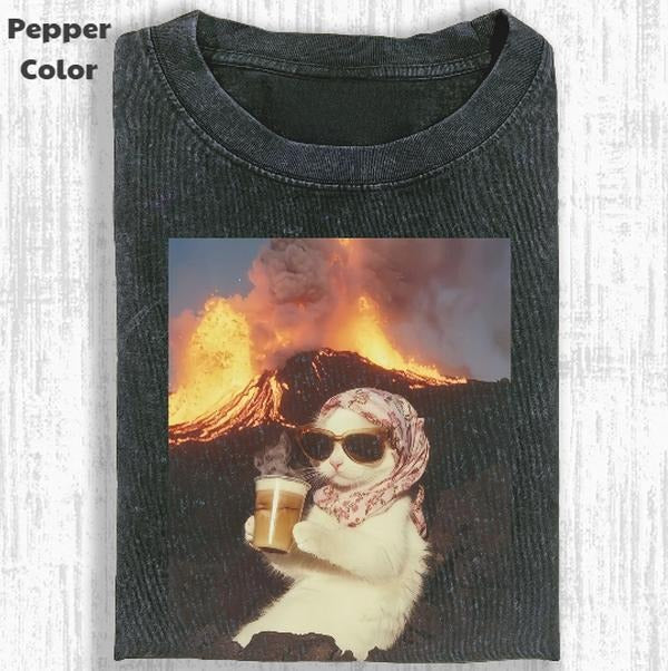 Just Chill Girl Vintage Lava Meow Cat Kitten Animal - Adult & Kids T-Shirts, Sweatshirts & Hoodies apparel design preview 1