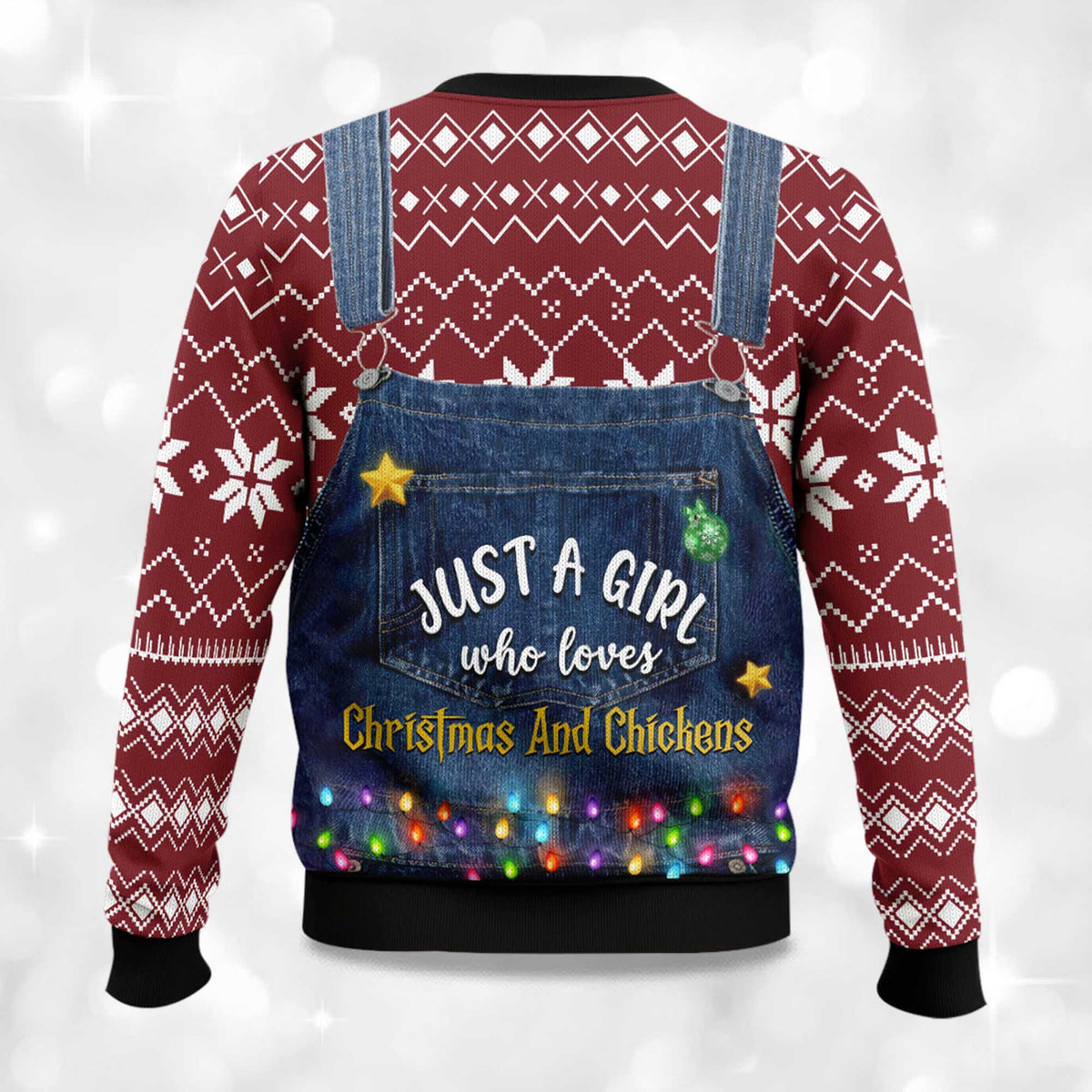 Just A Girl Who Loves Chickens Ugly Christmas Sweater - Holiday Gift product image 4