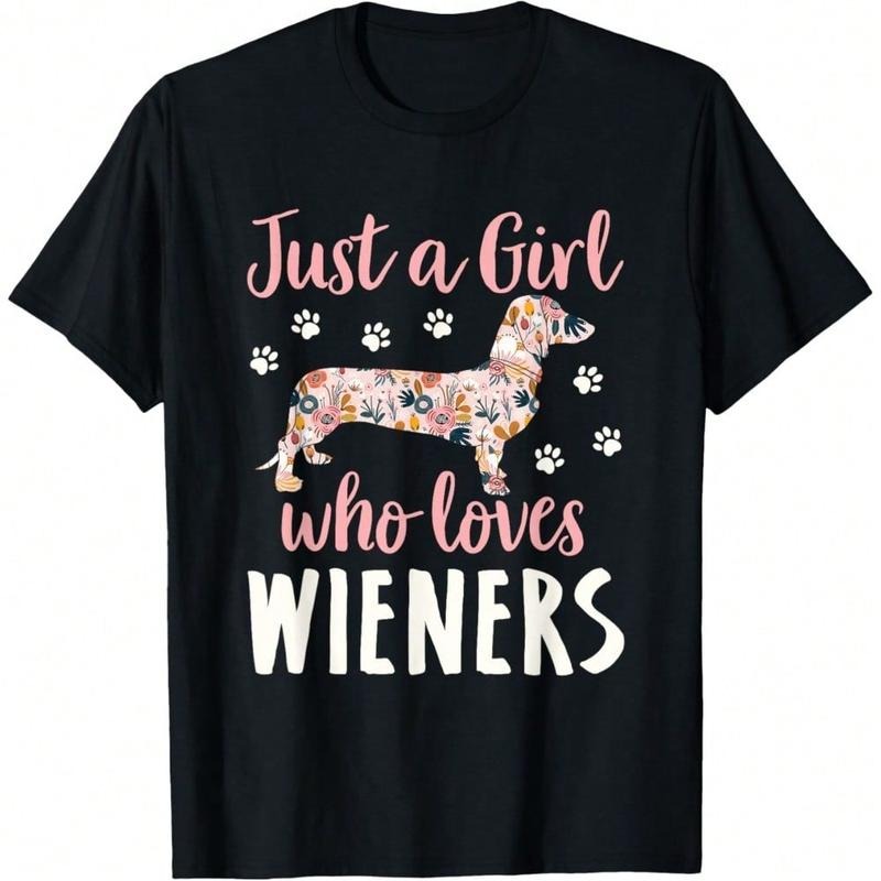 Just Girl Who Loves Wieners Funny Dachshund Dog Daily - Adult & Kids T-Shirts, Sweatshirts & Hoodies apparel design preview 1